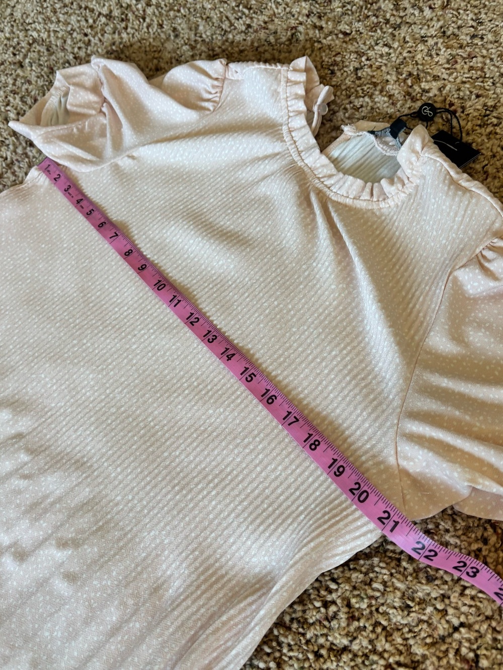 Light Pink Short Sleeve Pleated Blouse - Picture 6 of 7